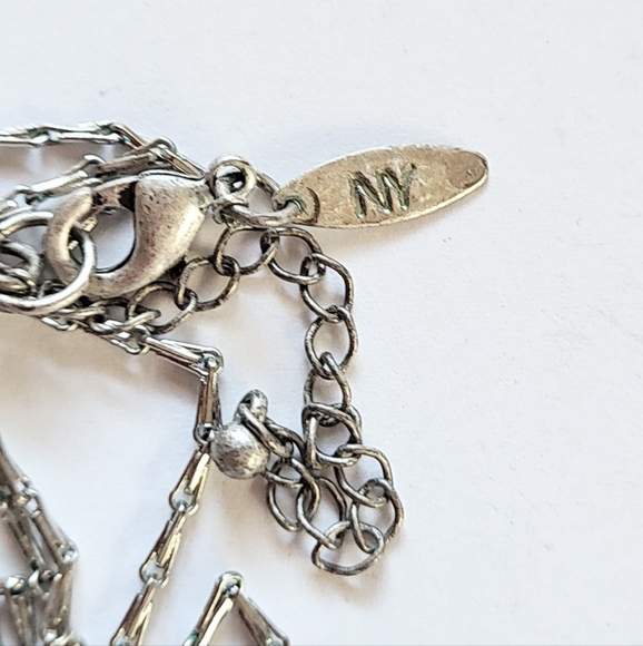 NEW YORK & COMPANY MARCASITE PENDANT NECKLACE - 36" EXTRA LONG CHAIN - Picture 4 of 6